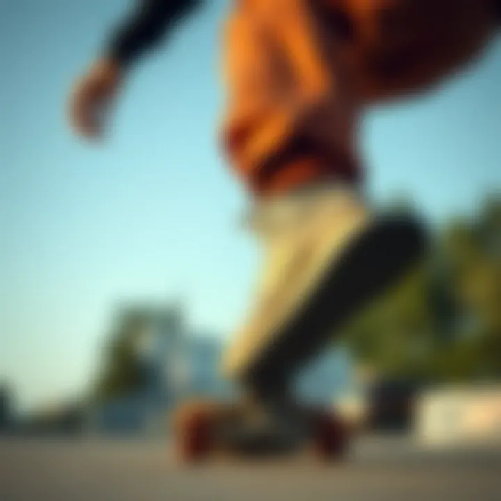 Performance of New Balance Mid-Top Skate Shoes in Action Skateboarder performing tricks while wearing New Balance mid-top shoes