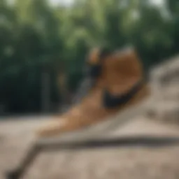 Dynamic shot of Nike Blazers featuring leopard print