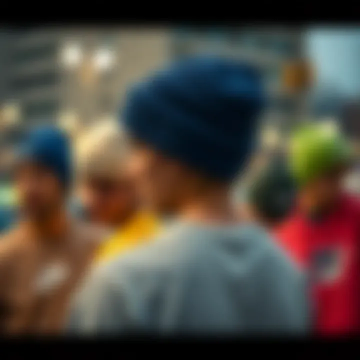 Skateboarders in Nike Knitted Hats Group of skateboarders wearing Nike knitted hats