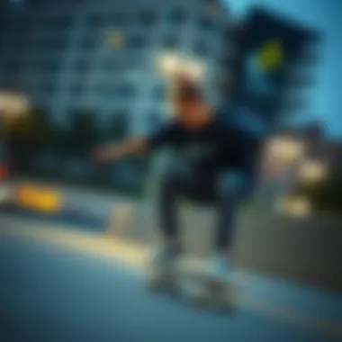 Skateboarder styling the Nike long tee in action