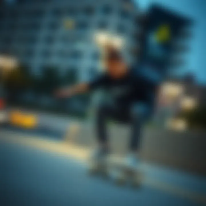 Skateboarder styling the Nike long tee in action