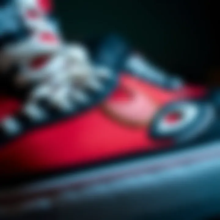 Close-up of Nike high tops showcasing intricate design details