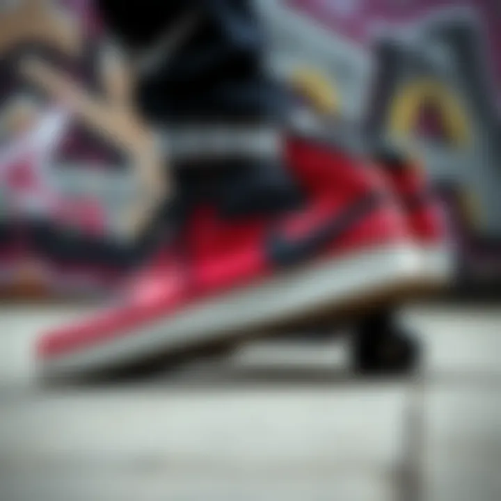 Stylized image of Nike high tops with graffiti background representing skate culture