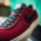 Detailed Design Texture of Nike SB Sebastian Janoski Close-up view of the unique texture and design of the Nike SB Sebastian Janoski