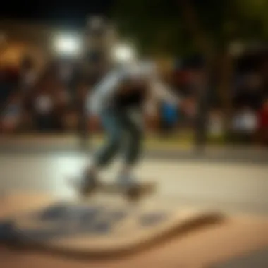 Performance in Action - Skateboarding with Style Skateboarder performing tricks while wearing the Nike Velcro Swoosh Pack