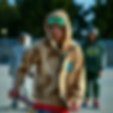 Diverse Designs in Skate Fashion A vibrant collection of skateboarding apparel showcasing unique designs and patterns.