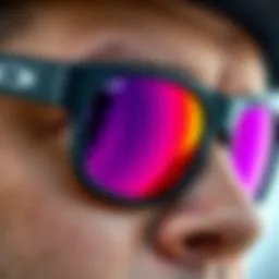 Close-up view of Oakley Frogskins Purple showcasing the unique lens color.