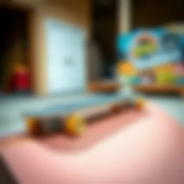 Skateboard on a Mini Ramp Close-up of a skateboard on a mini ramp