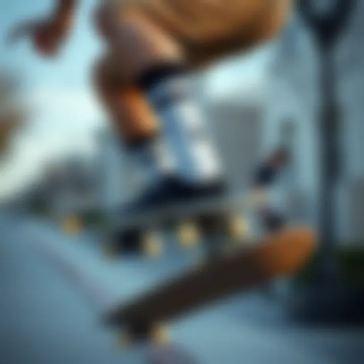 Optimal Fit for Maximum Performance An illustration of a skateboarder in action, displaying the importance of proper sock fit.