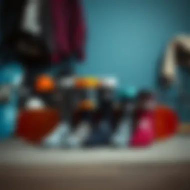Curated Selection for Enthusiasts A selection of plus size skate socks displayed against a backdrop of skateboarding gear.