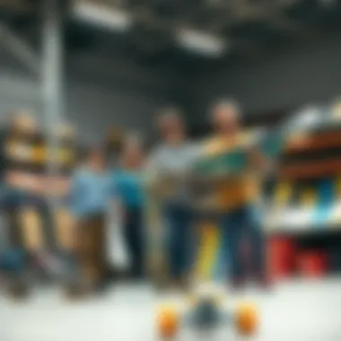 Family Choosing the Right Skateboard Family selecting skateboards together