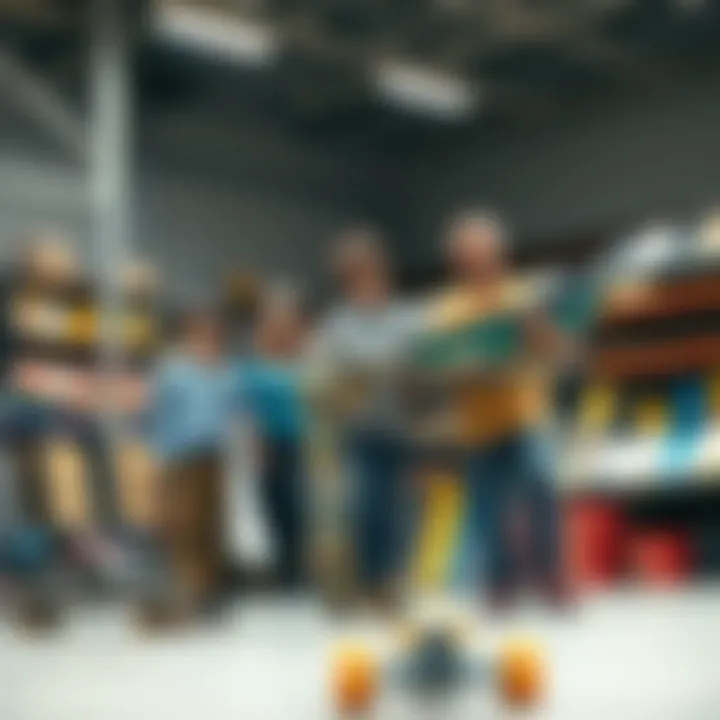 Family Choosing the Right Skateboard Family selecting skateboards together