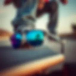 Stylish Ray-Ban Justin Polarized Blue sunglasses on a skateboard