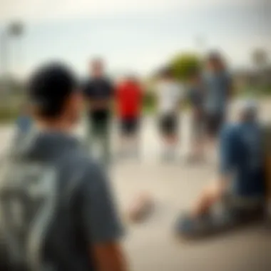 Community Engagement Around RVCA Brand Group of skateboarders discussing RVCA brand at a skate park