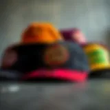 A collection of Santa Cruz skateboard hats showcasing various styles and designs.