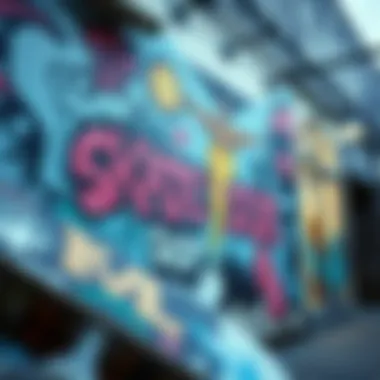 Artistic Mural of Skate Culture An artistic mural representing skate culture on a shop wall