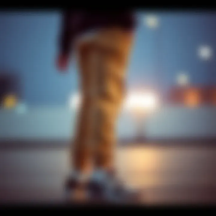 A trendy outfit featuring streetwear pants and sneakers