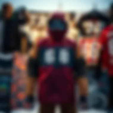 Cultural Fusion Artistic representation of the 686 snow jacket against a backdrop of skate culture elements