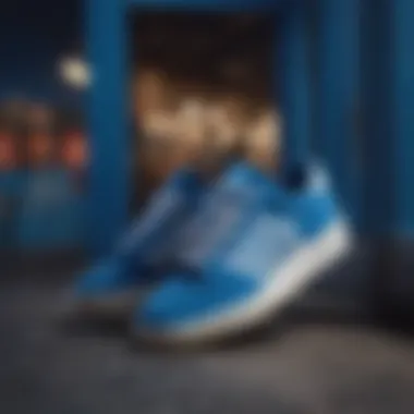 Adidas Forum Low Blue Aesthetic Appeal Stylish presentation of the Adidas Forum Low Blue against a vibrant backdrop.