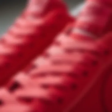 Material Texture of the All-Red Nike Blazer Close-up of the all-red Nike Blazer highlighting material texture
