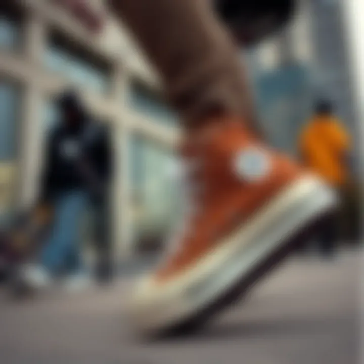 Urban Expression with Brown Platform Converse Urban skate scene featuring skaters wearing brown platform Converse