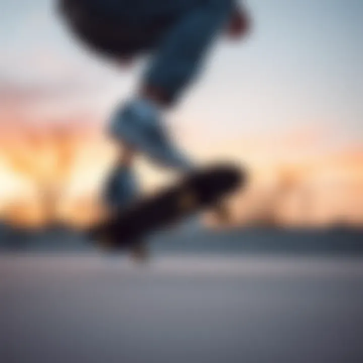 Skateboarding Tricks in Gray Adidas Skateboarder performing tricks wearing gray Adidas shoes