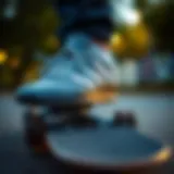 Stylish Gray Adidas Skate Shoes Stylish gray Adidas skate shoes on a skateboard