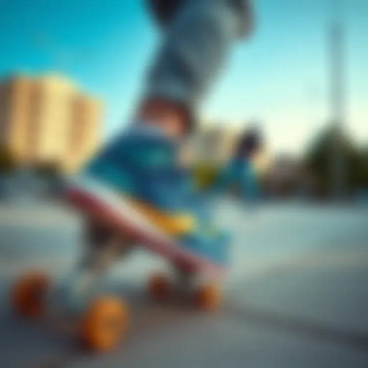 Skateboarders in Urban Landscape with Nike Sneakers Urban landscape featuring skateboarders wearing Nike sneakers