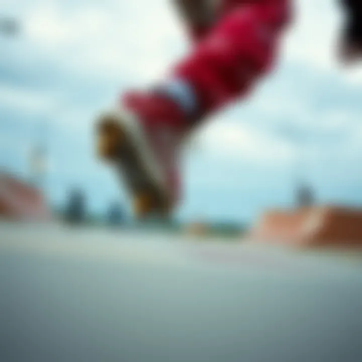 Performance and Practicality of Heelys in Action Dynamic shot of a skater performing tricks while wearing red Heelys.