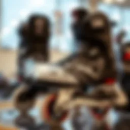 High-performance quad skates on display