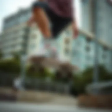 Skateboarding with the Converse Chuck Taylor A skateboarder wearing the Converse Floral Chuck Taylor All Star in an urban setting