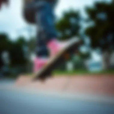 Skater Performing a Trick in Pink Low Converse Skater performing a trick wearing Pink Low Converse