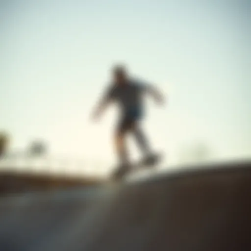 Regular Stance in Action A skateboarder demonstrating a regular stance on a ramp, showcasing balance and technique