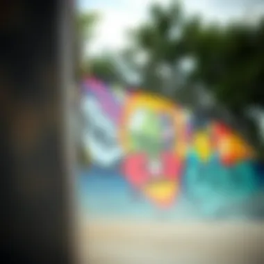 Gorin Brothers Inspired Mural A close-up of a skatepark mural inspired by the Gorin Brothers