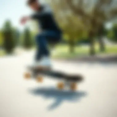 Dynamic Performance: Impala Skates in Action Skateboarder performing tricks with Impala skates in a park