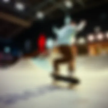 A skateboarder performing tricks in a Star Wars-themed skatepark