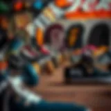 Diverse Styles of Mystery Box Skate Clothing A vibrant assortment of mystery box skate clothing showcasing diverse styles.