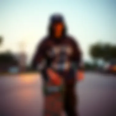 Skateboarder Embracing Mystery Box Fashion A skateboarder wearing unique pieces from a mystery box, embodying skate culture.