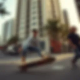 Dynamic skateboarding action on an urban street