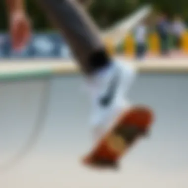 Functionality Test of Nike Asuna White Athlete demonstrating the functionality of the Nike Asuna White during a skateboarding trick