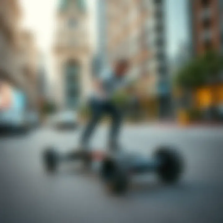 Raptor 2 in Action Raptor 2 electric skateboard in action on a city street