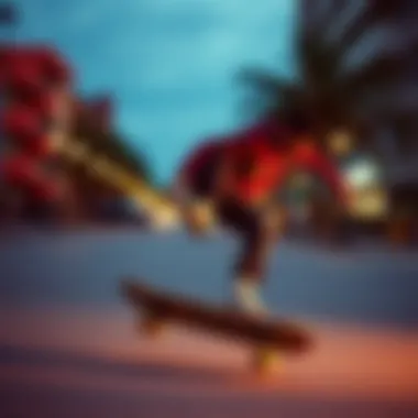 Skateboarding with Style Skateboarder performing a trick while wearing Nike SB Maroon