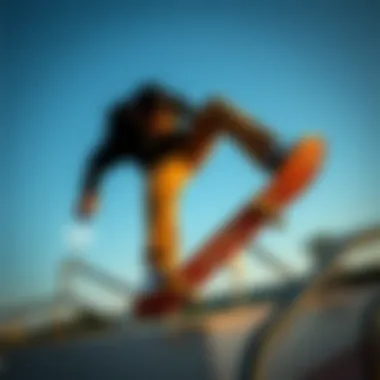 Flexibility in Motion with Dickies 67 Pants Skater performing tricks in Dickies 67 pants, demonstrating flexibility