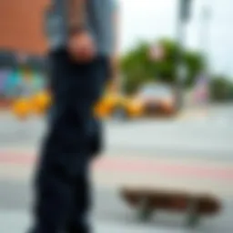 Stylish skater showcasing Dickies 67 pants in an urban setting