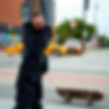 Urban Style with Dickies 67 Pants Stylish skater showcasing Dickies 67 pants in an urban setting