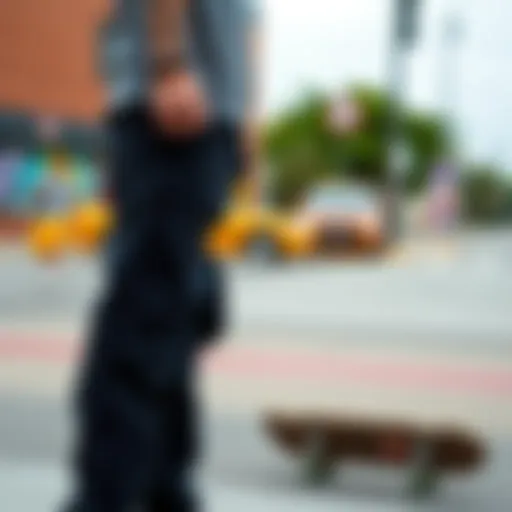 Urban Style with Dickies 67 Pants Stylish skater showcasing Dickies 67 pants in an urban setting