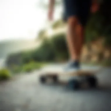 Longboarding in Nature A scenic view of a longboarder riding along a coastal path