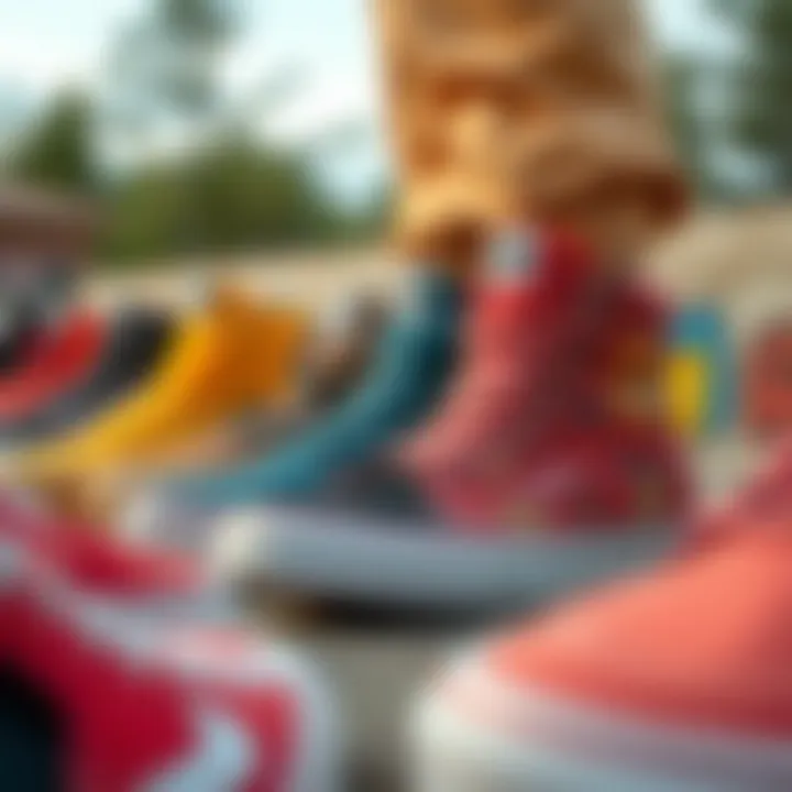 Expression Through Footwear A vibrant collection of Vans Sk8 Hi shoes demonstrating personal expression