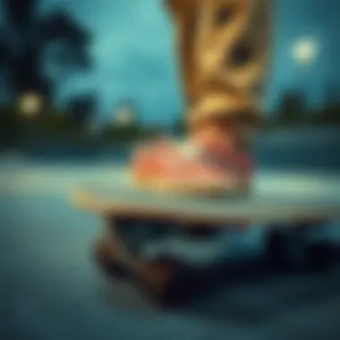 Vans Old Skool in Action on the Skateboard Vans Old Skool shoes on a skateboarding rink