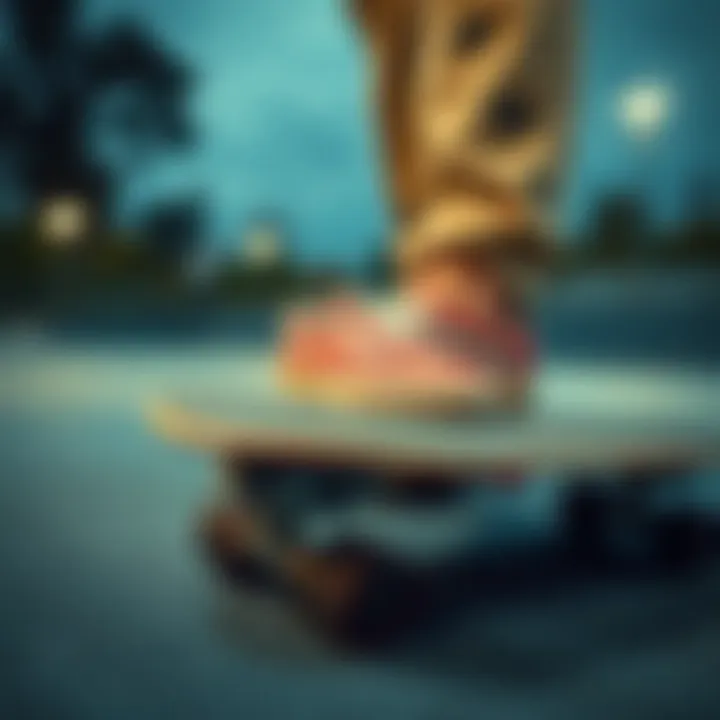 Vans Old Skool in Action on the Skateboard Vans Old Skool shoes on a skateboarding rink